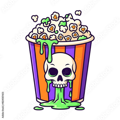 Popcorn bucket with skull and slime