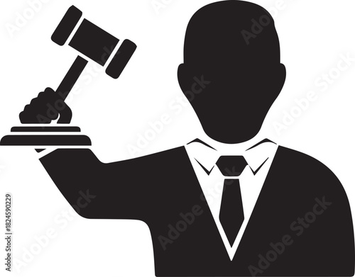 Silhouette of a Judge with Gavel in Hand Symbolizing Justice.
