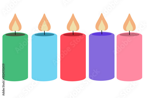 Colorful Birthday Candle Illustration Vector icon 