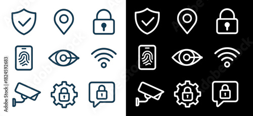 Biometric Security & Surveillance Icons – Dual Color Vector Set