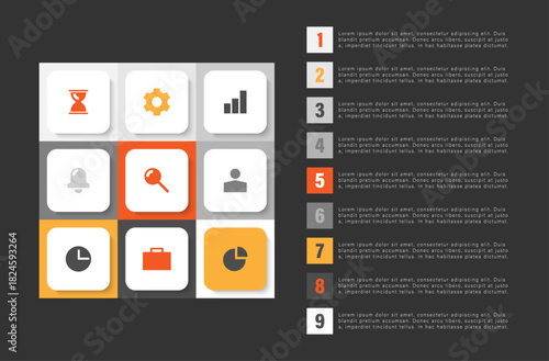 Unusual modern infographic design with business and marketing icons and space for data.