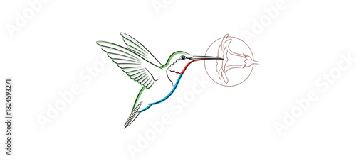 3D rendered illustration of a man running and jumping with a vector hummingbird and flying nature wings design