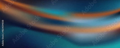 Dark blue orange grainy gradient background, blurry color flow with noise texture, wide banner size,vector Eps10