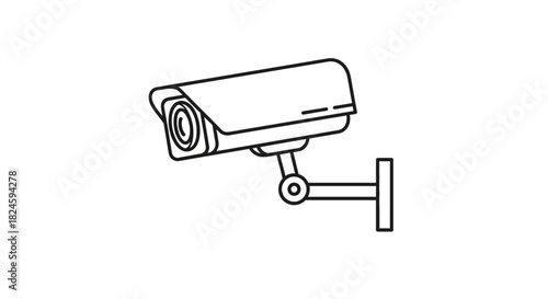 Surveillance camera icon, vector illustration of a security camera mounted on a wall