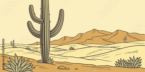 Saguaro giant cactus desert vector