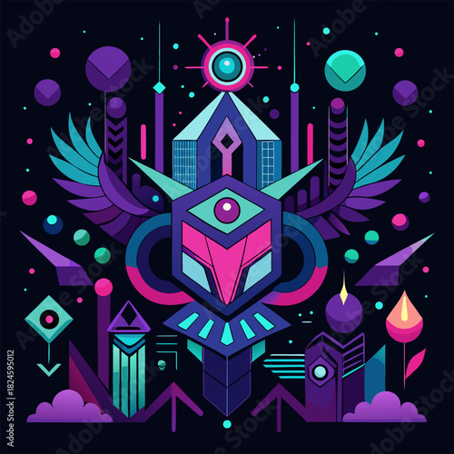 Dark abstract highly detailed collage design