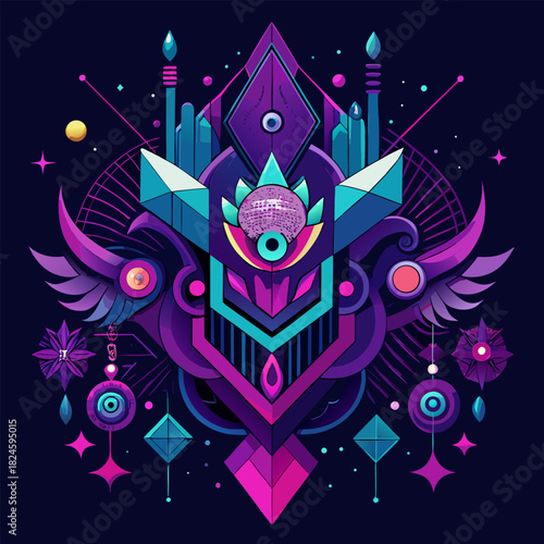 Dark abstract collage with intricate details