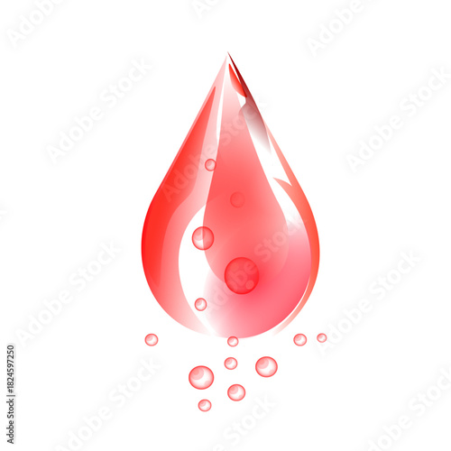 Blood red splash design stain. Bloodstain drop red splatter paint vector blob icon
