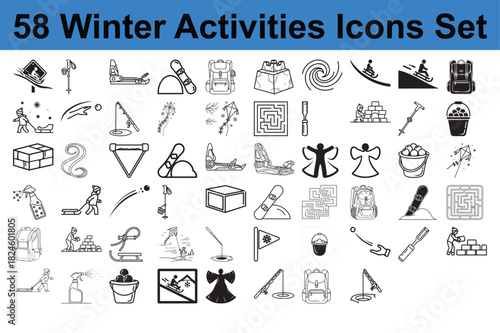 Winter Safety and Emergency Icons Set Vector Illustration with Snowflake Padlock Blowing Whistle Gas Burner and Caution Sign for Cold Weather Security and Preparedness