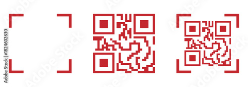 QR code icon. QR scanner. Clean flat vector illustration of a generic QR code icon for apps, payment systems, and digital marketing. QR Code Set Vector Illustration for Design and Mockups.