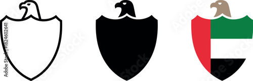 United Arab Emirates Coat of Arms Vector Set Depicting the National Emblem in Different Styles