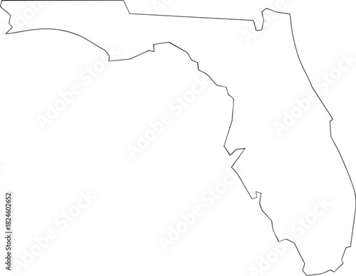 Florida USA State Map Outline, Editable Vector EPS, Blank Printable Map