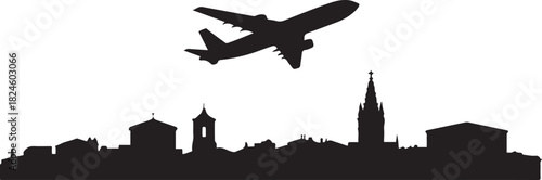 Bild auf Leinwand Aix-en-Provence Skyline and Airplane Travel Icon