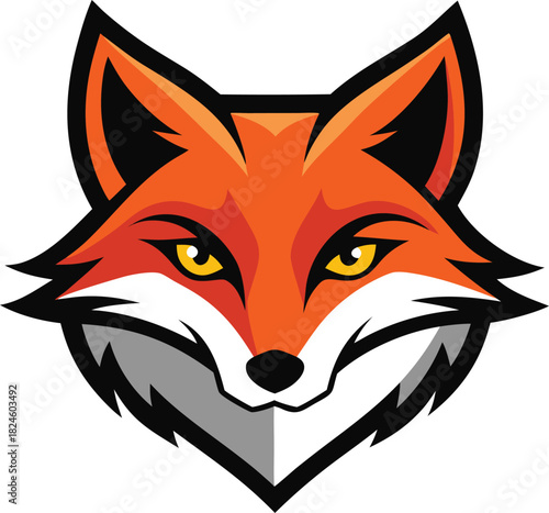 Stylized cunning fox head mascot logo with piercing eyes design