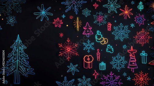 Futuristic Neon Christmas Symbol Glow Background