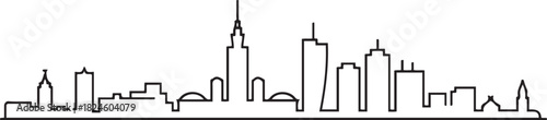 Warsaw skyline drawing Cityscape line art. Vector black silhouette
