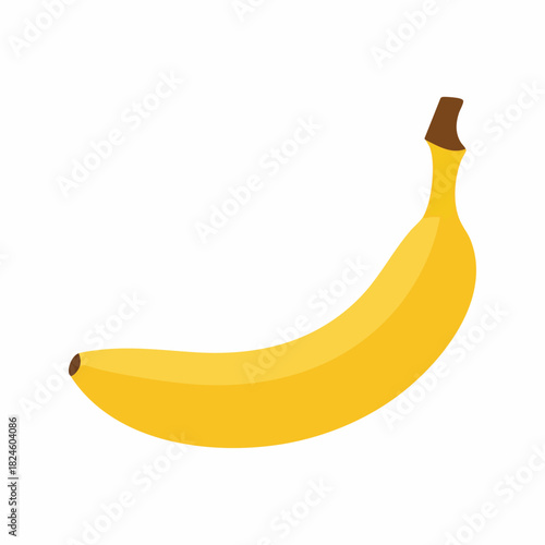 Bright yellow banana fruit isolated on white background, healthy food concept.