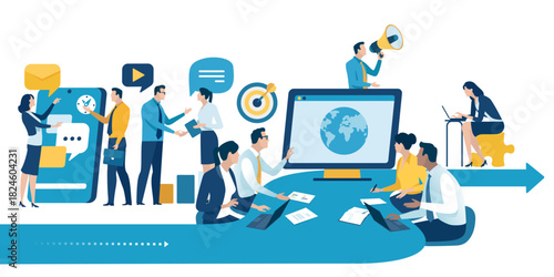 Team cooperation concept. Business vector illustration.
