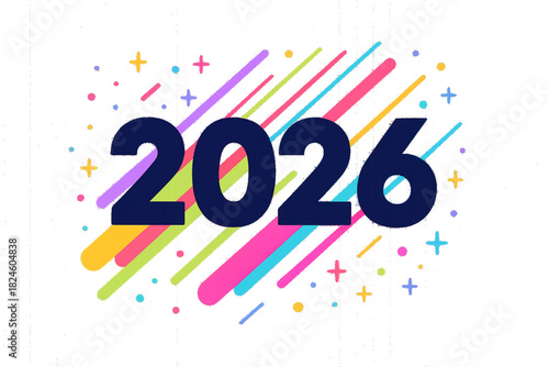 colorful 2026 for new year. 2026 cutoff number design for poster, banner, website, calendar design element. transparent png and vector illustration.