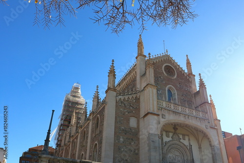 Facade of the Gothic church of San Jerónimo el Real in Madrid