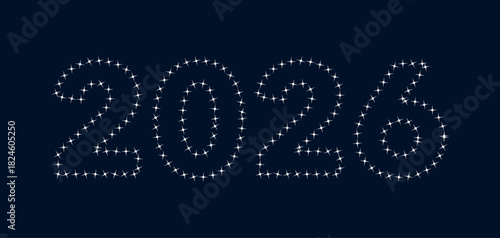 2026-4 chiffres dessinés par des drones volants et scintillants dans le ciel pour annoncer la nouvelle année.