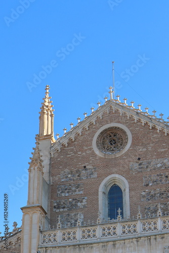 Facade of the Gothic church of San Jerónimo el Real in Madrid