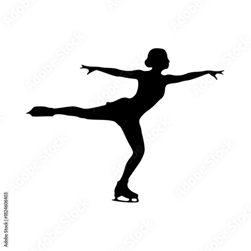Elegant Ice Skater Silhouette Pose