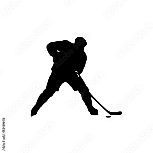 Hockey Player Shooting Silhouette Action