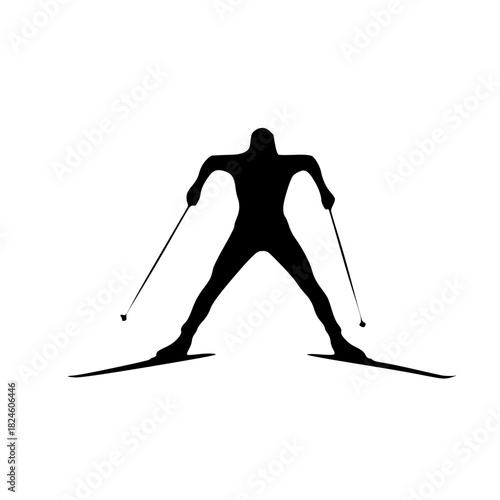 Cross-Country Skier Striding Silhouette