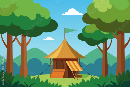 A different rainforest treetop camp vector illustration