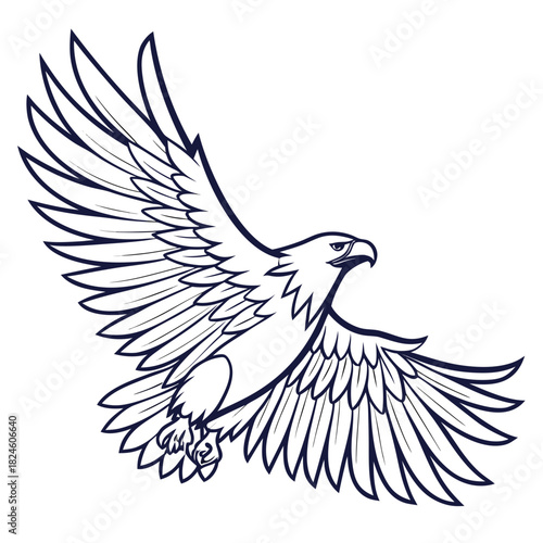 Dynamic Eagle Silhouette in Flight with Outstretched Wings bird of prey raptor
