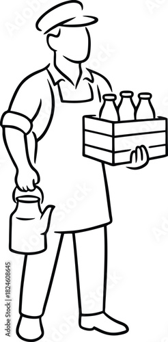 Milkman carrying bottles and kettle