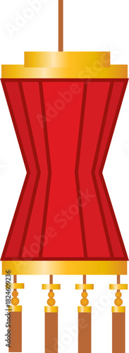 Red hanging lantern with golden tassels