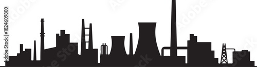 Durgapur City Skyline Industrial Line Art. Vector black silhouette
