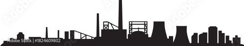Durgapur City Skyline Industrial Line Art. Vector black silhouette
