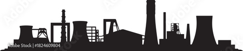 Durgapur City Skyline Industrial Line Art. Vector black silhouette