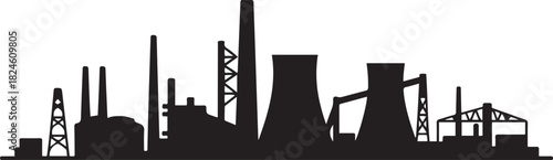 Durgapur City Skyline Industrial Line Art. Vector black silhouette
