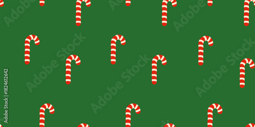 Festive Candy Cane Repeat on Green Background