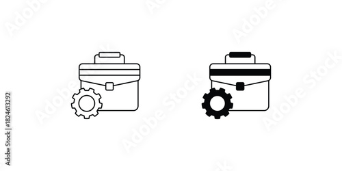 Business Management set icon with white background vector stock illustration