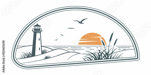 Gulf Shores sunset minimal badge