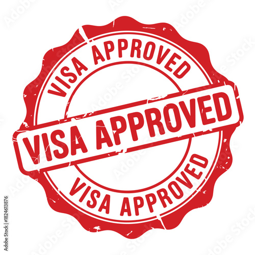 Red stamp showing visa approved status