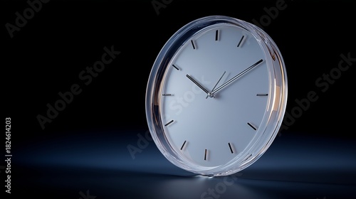 Wallpaper Mural Minimalist Glass Clock on Dark Background Torontodigital.ca