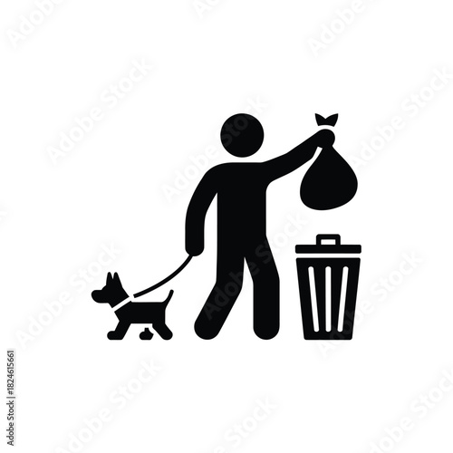 Person picking up dog poop and throwing it in trash