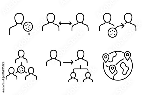 Linear icons of social network connections and global interaction