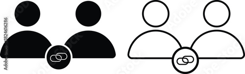 Affiliate link icon. Digital marketing partnership symbols. Referral Link Symbol. Marketing and money generation signs. Commission and revenue sharing signs
