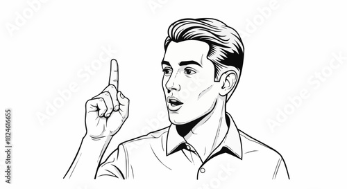 Man with Raised Finger - Idea, Inspiration, and Attention.