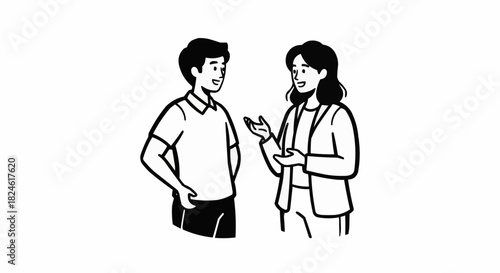 Two people are having a conversation and discussing something important.