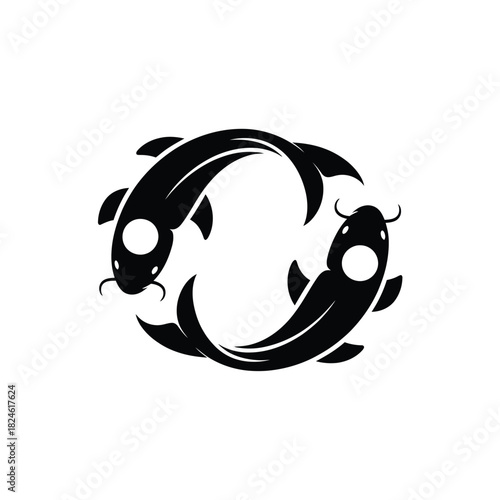Two black koi fish in a yin yang symbol