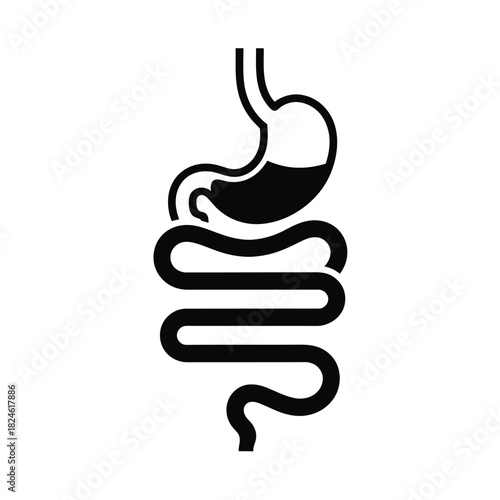Stylized icon of human stomach and intestines