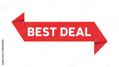 Red ribbon banner announcing best deal